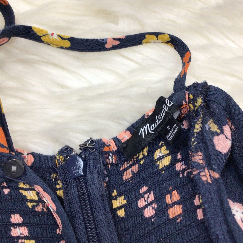 Madewell Smocked Floral Culotte Crop Wide Leg Jumpsuit Flowers Straps 2 - Picture 6 of 12